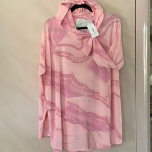 Pink Marble Women's Hoodie Top with front pocket NWT